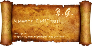 Nyemecz Gyöngyi névjegykártya
